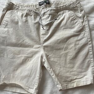 Free Planet Men's Light Cream Cotton Drawstring Shorts